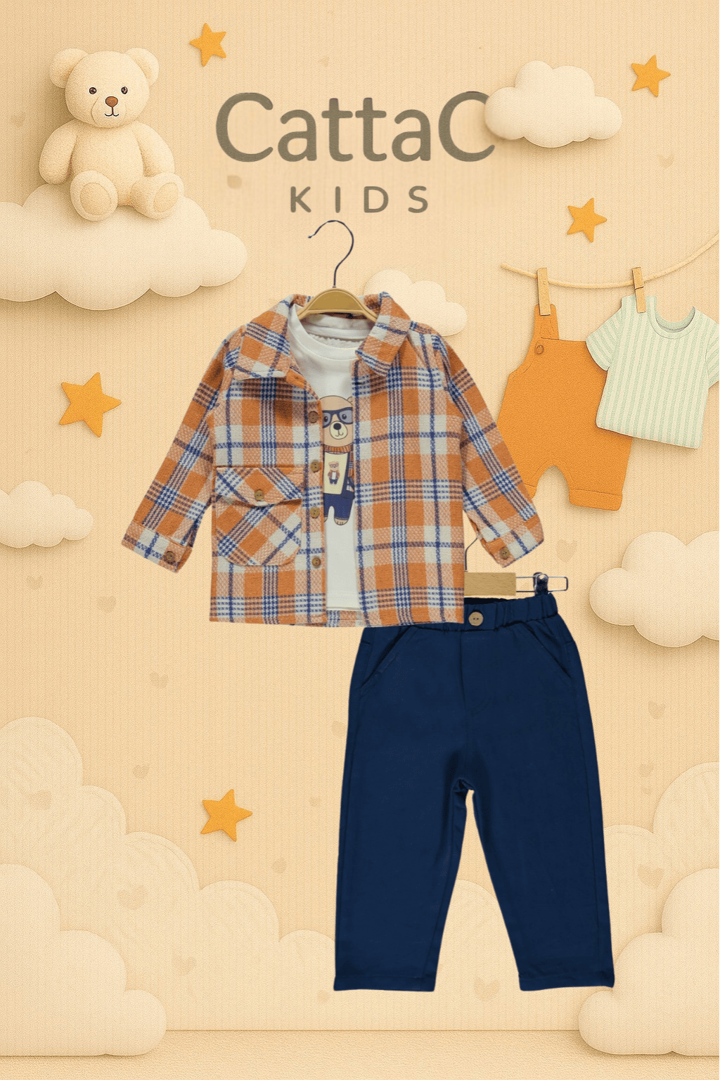 CattacKids %100 Pamuk Erkek Çocuk 2’li Kombin — Gömlek ve Pantolon, günlük kullanım, nefes alan kumaş